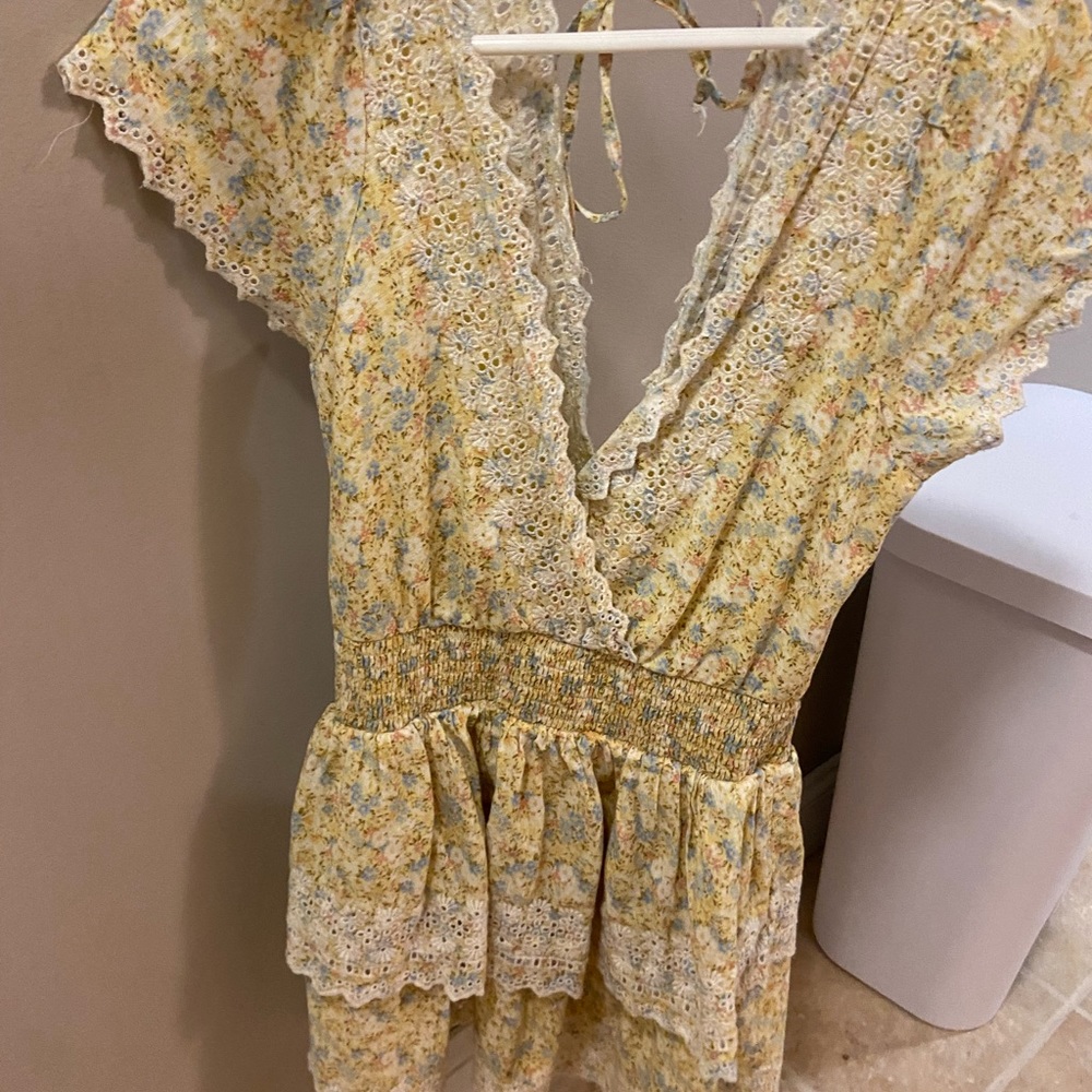 Yellow floral print dress